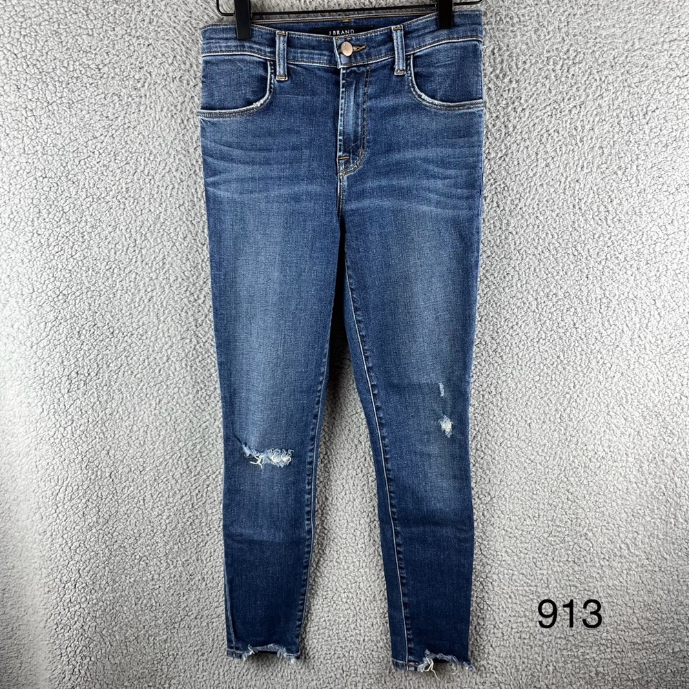 J Brand Women's Size 25‎ Alana High-Rise Cropped Super Skinny Distressed Jeans